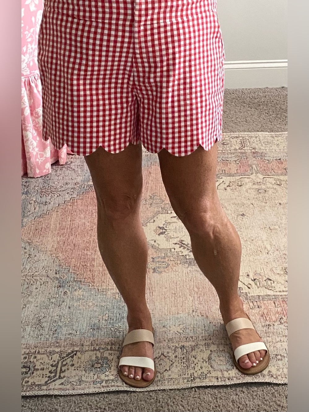 Crown&Ivy Womens 14 Red White Gingham Check Shorts Boho Fall Preppy Cottagecore - Picture 15 of 16